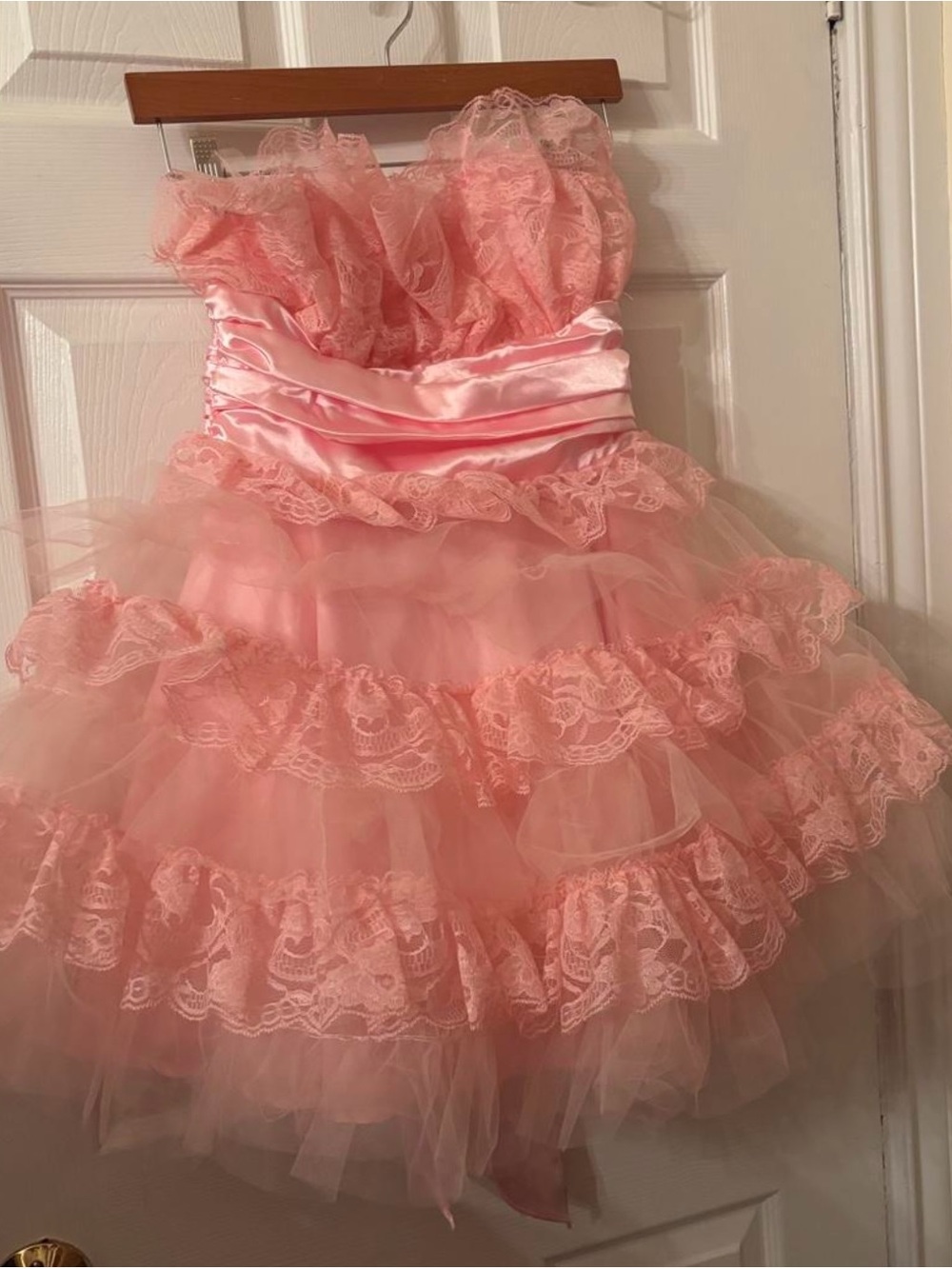 Dolls Kill Pink Strapless Ruffle Mini Dress